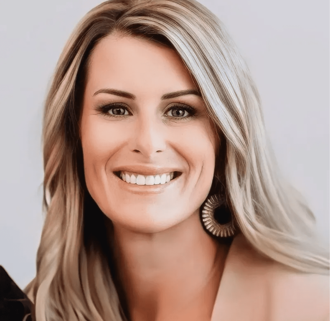 Blonde woman with bright smile
